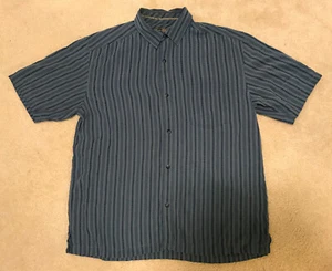 EUC! Mens REI Handsome Blue Striped Button Down Outdoor Performance Shirt Sz L - Picture 1 of 5