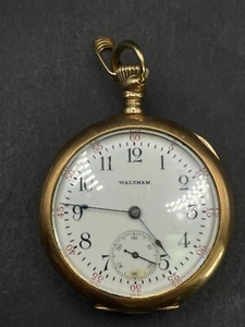 Vintage Waltham Open Face 25Yr Yellow Gold Filled Pocket Watch For Parts/Repair - Picture 1 of 10