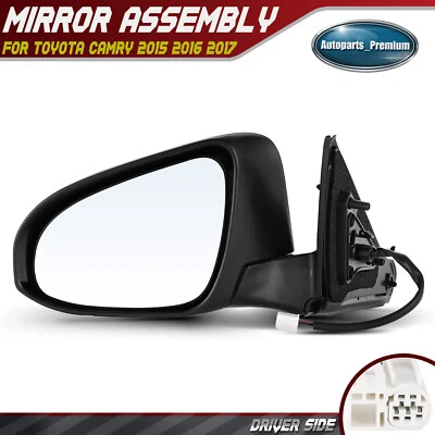 Espejo retrovisor eléctrico para conductor con manual plegable negro térmico para Toyota Camry 2015-2017 Foto 1 de 4
