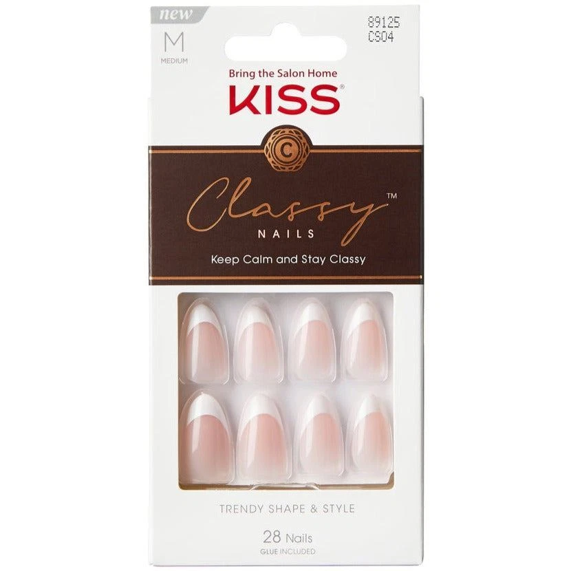 KISS LASHES Kiss Almond Shaped Classy False Nails with Glue - Dashing Style - Pack of 28
