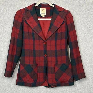 Chaqueta Blazer De Colección College Town 5/6 Rojo Tartán Cuadros Mezcla de Lana Preppy Academia - Imagen 1 de 16