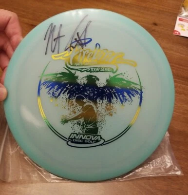 AUTOGRAPHED Innova 2017 Nate Sexton Swirly Color Glow Firebird 175G w/BYG stamp  - Image 1 of 4