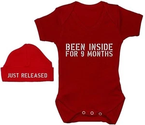 Been Inside Baby Grow Body Strampler Weste & Mütze Kappe NB-12M Junge Mädchen lustiges Geschenk - Bild 1 von 6