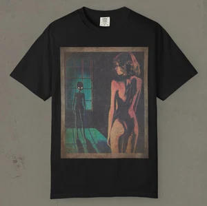 ALIEN ABDUCTION Shirt, Sexy Cryptid Vintage Sci-fi T-shirt, UFO Sighting UAP Tee - Picture 1 of 23