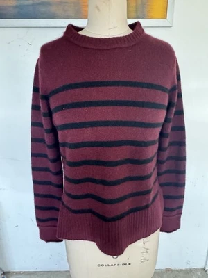 S осень кашемир свитер черный бордовый в полоску пуговицы стороны маленький - Изображение 1 из 4