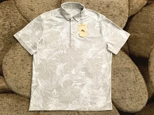Tommy Bahama Active Polo Shirt Mens Size Small Tropical Print Abalone White NWT - Picture 1 of 5