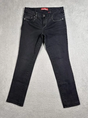 Pantalones de mezclilla Zana Di para mujer 15 negros Rockin con tachuelas bolsillos con solapa puntada en contraste Foto 1 de 4