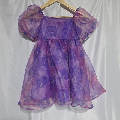 Pokemon Girls Puffer Sleeve Purple Gengar Dress Size Medium - Image 1 of 4
