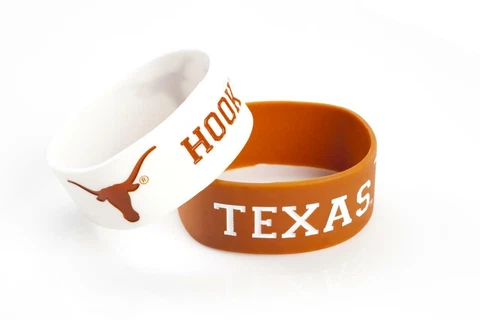 Texas Longhorns Silicone Bracelets 2 Pack Wide [NEW] NCAA Jewelry Bracelet Cover