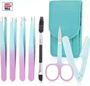 7 in 1 Eyebrow Tweezers for Women Facial Hair, Eyebrow Grooming Kit with Profess - Picture 1 of 12