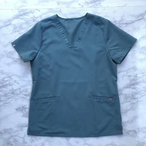 FIGS Casma Three Pocket Teal Blue/Green V Neck Fitted Scrub Top Women's Sz Small - Picture 1 of 13