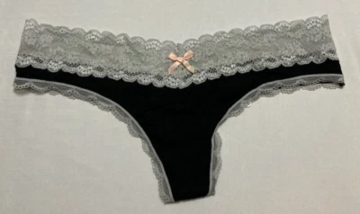 Tanga Honeydew con encaje negro/gris L Foto 1 de 3