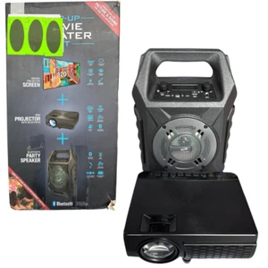 iLive Portable Projector Bundle Bluetooth Speaker & Pop-Up Screen Outdoor Movies - Picture 1 of 12