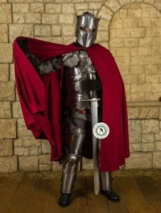 Full Size 6 Feet Knights Crusader Suit Of Armour Kaldor Darkened Helmet Forged - Picture 1 of 3