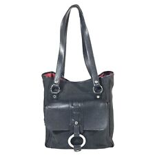 BVLGARI Bag Handbag logomania canvas polyester leather ABELEL black Auth