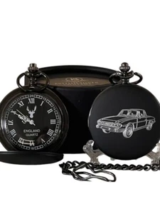 TRIUMPH STAG CLASSIC CAR POCKET WATCH & CHAIN Luxury Gift Box PERSONALISED - Picture 1 of 6