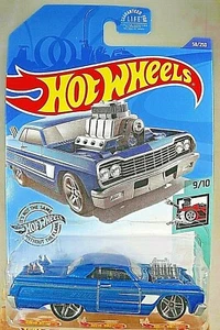 2020 Hot Wheels #58 Tooned 9/10 '64 CHEVY IMPALA Blue w/Large Chrome Pr5 Spokes - Picture 1 of 4