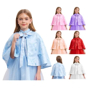 Kids Girls Outwear Exquisite Shawl Fake Flower Wrap Cape Pageant Gown Ceremony - Picture 1 of 77