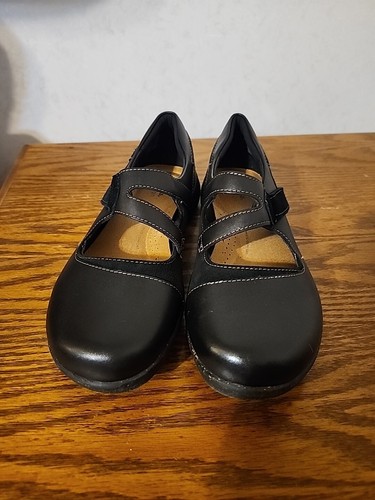 Clarks Collections scarpe comode donna slip on cinturino gancio e anello taglia 10 nero