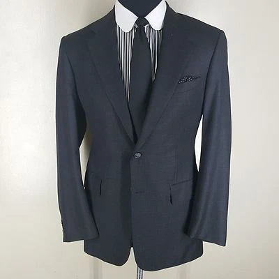 Blazer CHESTER BARRIE Savile Row Gris 2 Btn Ventilaciones Laterales 100% Lana Pura 40 Largo Foto 1 de 4