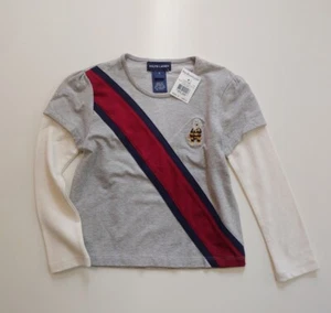 NWT Ralph Lauren Girls Long Sleeved Puff Tee 6 Gray - Picture 1 of 6