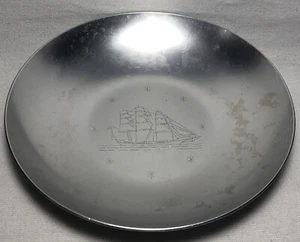 9” Vtg Kensington Aluminum Schooner Ship Boat Fruit Bowl Wall Decor Metalware - Picture 1 of 5