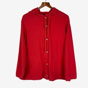 Eileen Fisher Damen Hoodie Bio-Baumwolle durchgehender Reißverschluss Größe 2X Tomatenrot Taschen - Bild 1 von 10