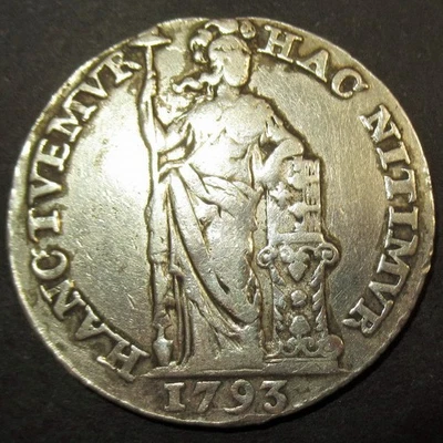 US Colonial DUTCH COLONY SILVER GUILDER Dollar 1793 Virgin of Holland Certificat - Image 1 of 4