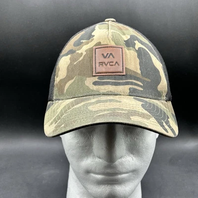 Sombrero de camionero VA RVCA camuflaje malla negra Snapback adulto usado Foto 1 de 4