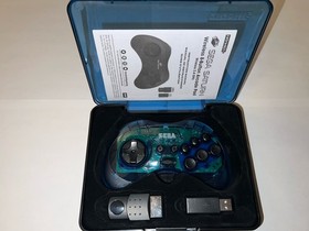 Retro-bit SEGA Saturn 8-Button  2.4GHz Wireless Controller Clear Blue With Case!