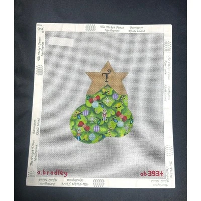 Medias de Navidad de lona de punta de aguja “T” e hilos 18 malla Foto 1 de 2