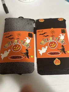 Girls Halloween Tights 2pk Size 7-10 Height 46”-56” 52-81 Lb Trick Or Treat - Picture 1 of 2