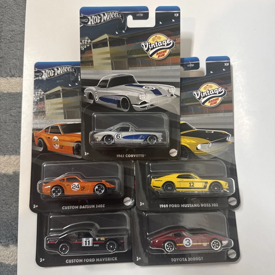 NEW Hot Wheels VINTAGE RACING CLUB 2024 Mix 2 - 5 Pack Set Die-Cast 1:64 Scale - Image 1 of 4