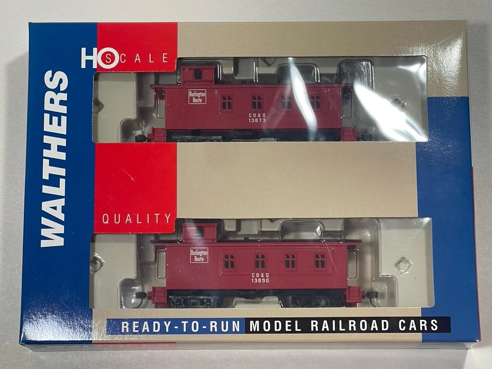 Walthers HO 30 Foot 4 Window Caboose CB&Q Style  Burlington Route Red 2 Pack NIB - Image 1 of 4