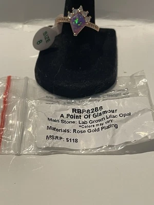 BP Bomb Party Ring RBP8286 A Point Of Glamour Size 8 Lilac Fire Opal Rose Gold - Image 1 of 3