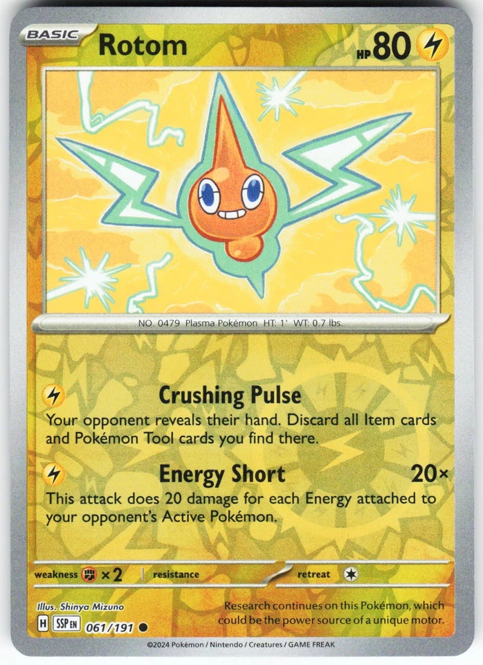 Rotom 061/191 Pokemon SV08: Surging Sparks Reverse Holo Common NM - Image 1 of 2