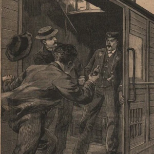 Un train dévalisé par des bandits - - Gravure de presse 1896 - Imagen 1 de 2