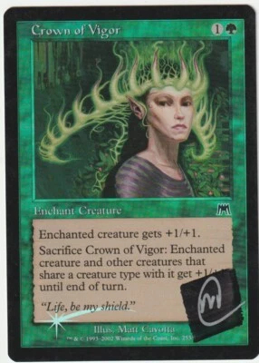 Onslaught   MTG  FOIL   Crown of Vigor  Signed by Matt Cavotta - Image 1 of 2