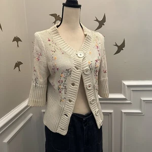 FP Free People Beach Chunky Cropped Cardigan Pullover Gr. S weiß strukturiert kuschelig - Bild 1 von 12