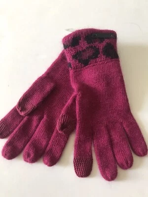 GUANTES MUJER COACH ARÁNDANO OCELOTE TEJIDO ANGORA/NAILON TACTO TALLA ÚNICA NUEVOS CON ETIQUETAS Foto 1 de 4