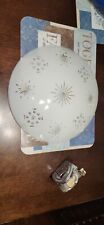 Vintage MCM Atomic 13"  Frosted Glass Ceiling Fixture Round Shade UFO