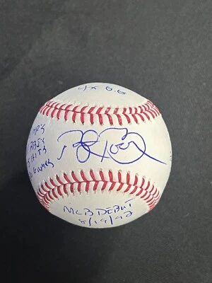 Bret Boone Seattle Mariners Signed Auto MLB Stat Baseball Inscriptions BAS COA - Image 1 of 4