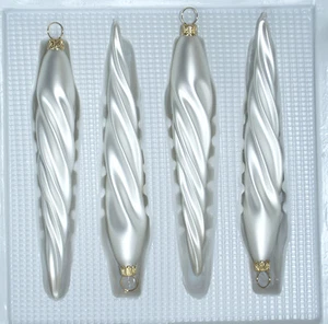 Eiszapfen dünn weiß matt Christbaumschmuck Lauschaer Glas das Original - Bild 1 von 1