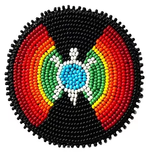 Estilo nativo Étnico hecho a mano Tortuga con cuentas Craft Applique Patch Beadwork R58/15 - Imagen 1 de 2