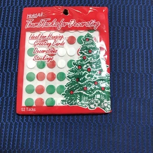 Vintage~ "Hold All" 62 Red & Green Christmas Thumb Tacks For Decorating NEW - Picture 1 of 2