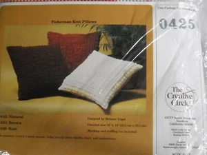 Fisherman Knit Pillow Rust Brown Kit by Creatice Circle 0425 - Picture 1 of 4
