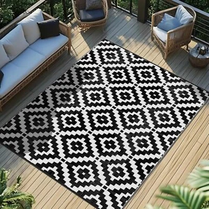 Outdoor Waterproof Reversible Rug 5x8 ft for Patio, RV, Porch, Deck, Beach - Picture 1 of 6
