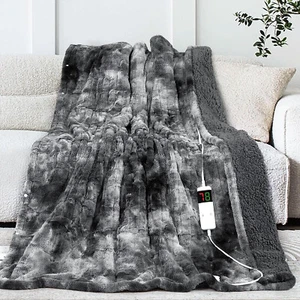Heated Electric Throw Blanket Faux Fur Sherpa Heating Blanket 50”X60” Thick Soft - Picture 1 of 7