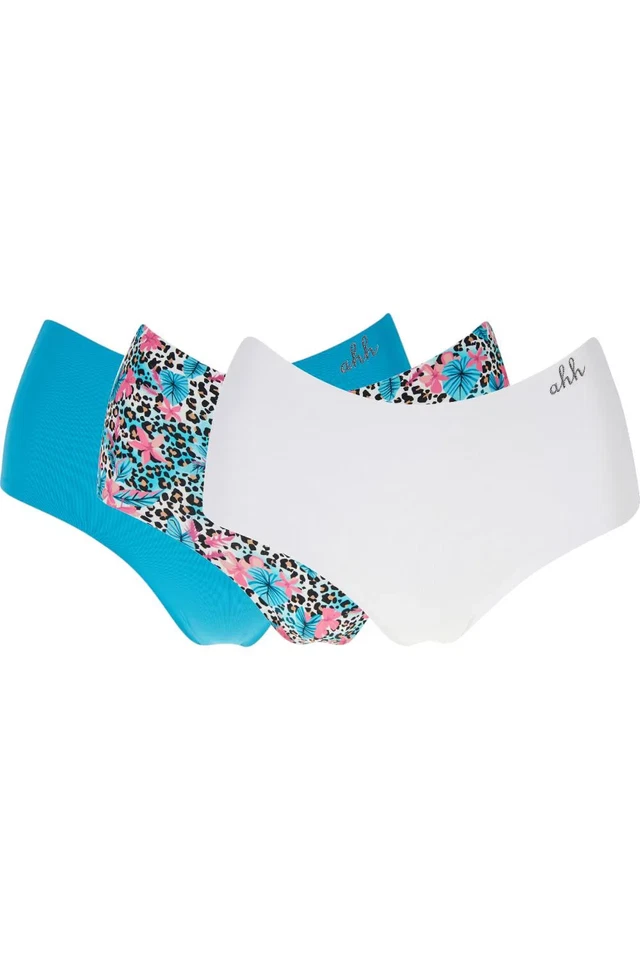 Paquete de 3 calzoncillos corporales Rhonda Shear "Infinity Edge" para mujer, blanco/azul/bosque, 1X Foto 1 de 1