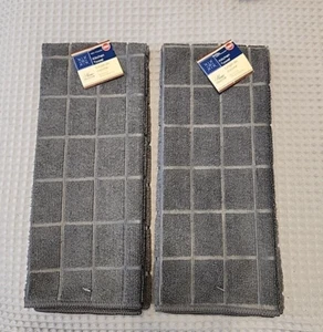 Home Collection Kitchen Hand Dish Towels Windowpane 15" x 25" HW Set of 2 ~ Gray - Picture 1 of 2